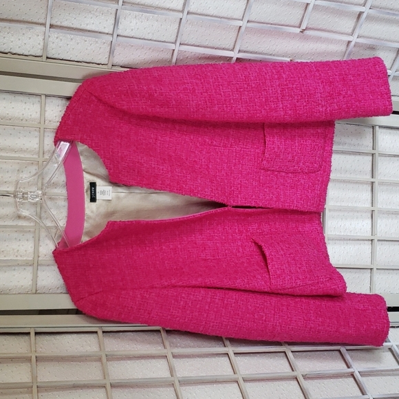 J. Crew Jackets & Blazers - J.Crew hot pink boucle tweed open cardigan 12